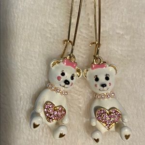 Betsey Johnson white bear earrings